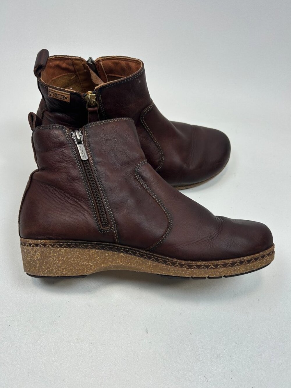 PIKOLINOS Ankle Boots Booties Granada WOW-8988 Leather Dual Zipper Brown EU 40 - Picture 7 of 13